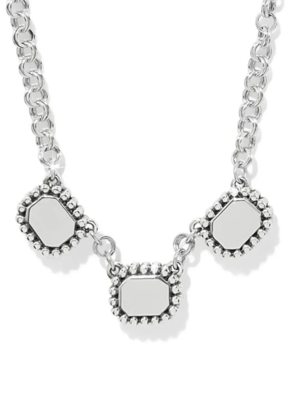 New Brighton Silver Plated Crystal Twinkle Luxe Trio Stationary Pendant Necklace